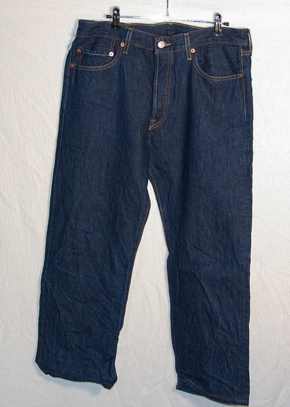 Levi’s 501 Men’s 34x27 Hemmed Dark Blue Button Fly Mexico EUC Y2K